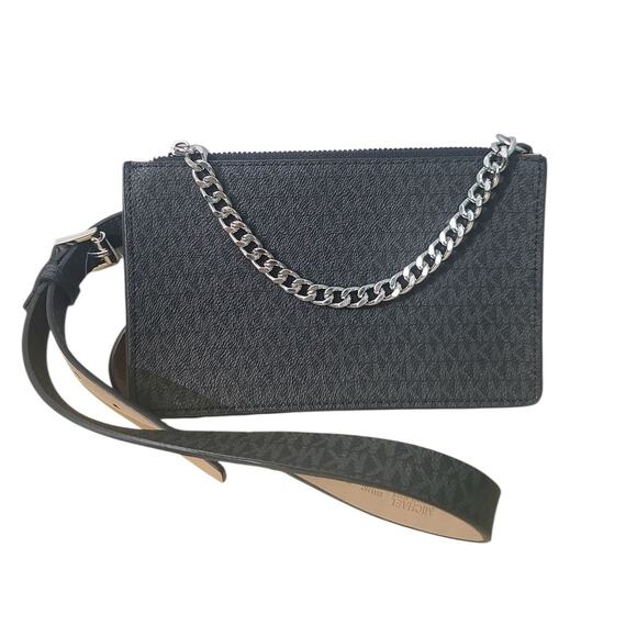 Michael Kors MK Black Fanny Pack Logo Belt Wallet Waist Bag XL 8" x 5" x 1" NEW - Picture 1 of 6